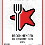 Nous sommes fiers d’être récompensés par Restaurant Guru pour l’année 2022.